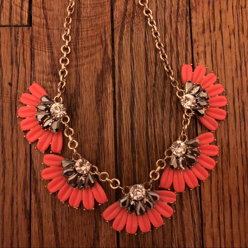 Beautiful Crystal Flower Statement Necklace